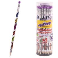 Карандаш чернографитный HB заточенный с ластиком Юнландия Машинки - фото