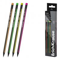 Карандаш чернографитный HB трехгранный с ластиком Erich Krause MEGAPOLIS (уп. 3 шт) - фото