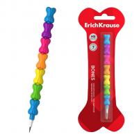 Карандаш чернографитный НВ сегментный Erich Krause Bones, в блистере - фото