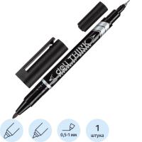 Маркер перманентный двухсторонний черный Deli Think (толщина линии 1,5/2-6 мм) - фото