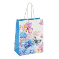 Пакет подарочный 178х229х98 мм бумажный Бабочка на цветке, цена, описание, фото 1 Пакет подарочный 178х229х98 мм бумажный Бабочка на цветке - фото