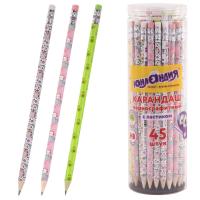 Карандаш чернографитный HB заточенный с ластиком Юнландия Магия цвет корпуса в ассортименте - фото