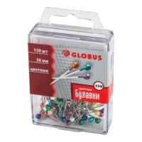 Булавки для пробковых досок 30 мм Globus цветные (уп. 150 шт) - фото