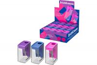 Точилка пластиковая ErichKrause City Mini, Vivid, с контейнером, ассорти - фото