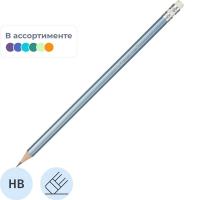 Карандаш чернографитный HB заточенный с ластиком Attache Silk цвет корпуса в ассортименте - фото
