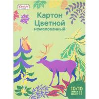 Картон цветной А4 10 листов 10 цветов №1 School Живая природа - фото