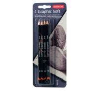 Набор карандашей чернографитных разной твердости заточенных Derwent Graphic Soft (уп. 4 шт) - фото