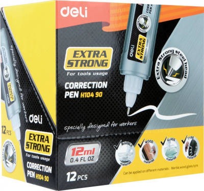 Корректирующая ручка 12 мл Deli EH10490 на быстросохнущей основе цвет корпуса серый - фото 2