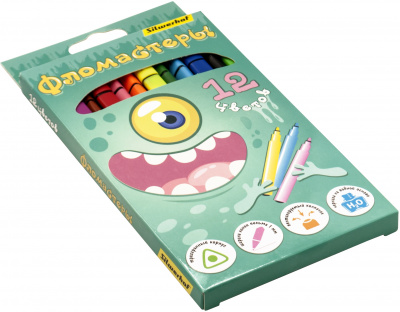 Фломастеры 12 цветов трехгранные Silwerhof Монстрики - фото 3