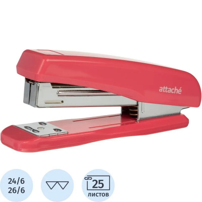 Степлер канцелярский до 25 листов Attache розовый, цена, описание, фото 1 Степлер канцелярский до 25 листов Attache розовый - фото 1