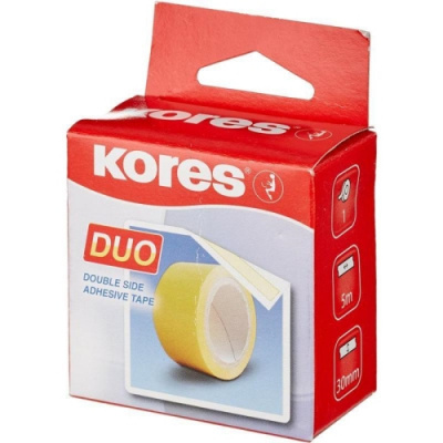 Клейкая лента канцелярская 30 мм х 5 м прозрачная двухсторонняя Kores - фото 2