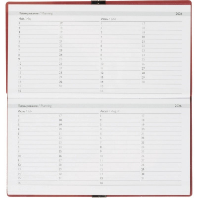 Еженедельник датированный нестандарт (175х95) искусственная кожа 64 л Escalada красный с фикс.рез. - фото 13