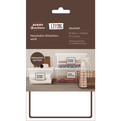 Этикетки самоклеящиеся 97х73 мм для дома белые Avery Zweckform Living (2 шт на листе, уп. 5 л) - фото 1