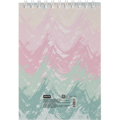 Блокнот А6 в клетку 60 л на спирали Attache Selection Pastel Волны - фото 4