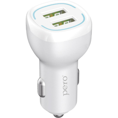 Зарядное устройство автомобильное PERO AC04 2USB 2.4A , AUTOMAX, цвет корпуса белый - фото 1