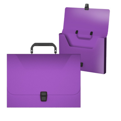 Папка-портфель пластиковая 335х230 мм на защелке Erich Krause Diagonal Vivid фиолетовая - фото 1