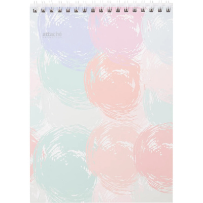 Блокнот А5 в клетку 80 л на спирали Attache Selection Pastel Круги - фото 1