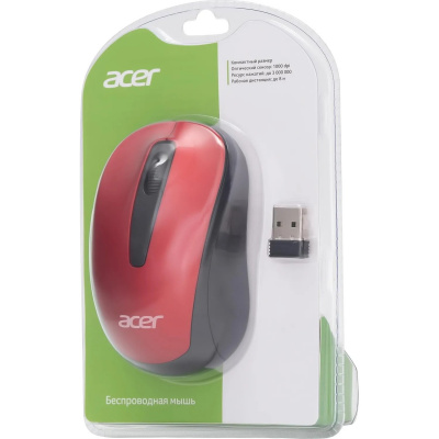 Мышь компьютерная беспроводная Acer OMR136 (ZL.MCEEE.01J) чёрно-красная - фото 3