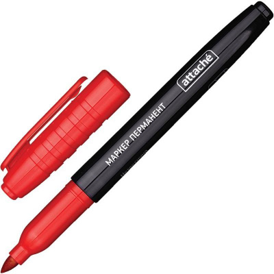 Маркер перманентный красный Attache (толщина линии 1.5-3 мм) - фото 1