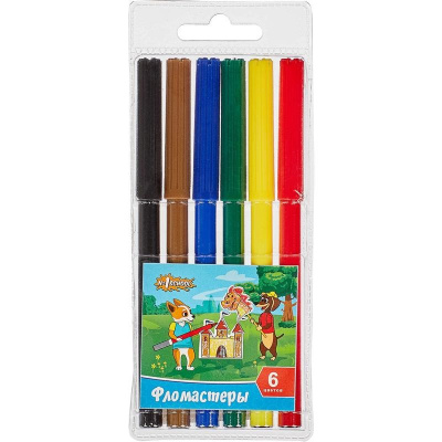 Фломастеры 6 цветов №1 School Шустрики - фото 1