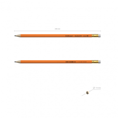 Карандаш чернографитный HB шестигранный Erich Krause Standard 101 Orange с ластиком - фото 3
