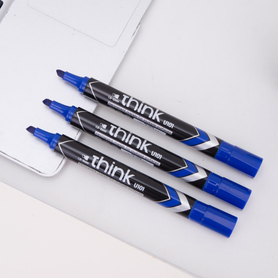 Маркер перманентный синий Deli Think, скошенный наконечник (толщина линии 1,5-3 мм) - фото 2