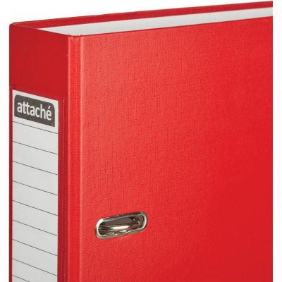 Папка-регистратор А4 75 мм Attache красная ПВХ и бумвинил с металлическим уголком - фото 8