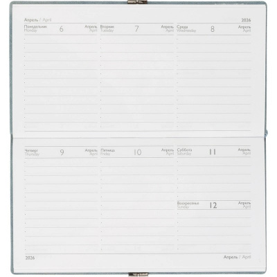 Еженедельник датированный нестандарт (175х95) искусственная кожа 64 л Escalada голубой с фикс.рез. - фото 6