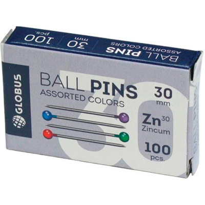 Булавки для пробковых досок 30 мм Globus цветные (уп. 100 шт) - фото 1