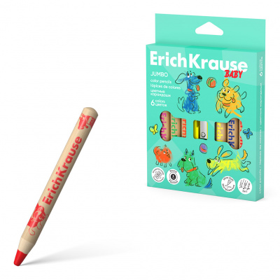 Карандаши цветные 6 цветов утолщенные круглые Erich Krause Baby Jumbo - фото 1