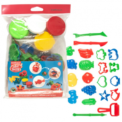 Биопластилин с аксессуарами для лепки ArtBerry Multi Playset 4 цвета по 35 г - фото 1