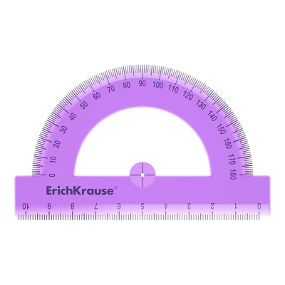 Транспортир 10 см / 180° прозрачный Erich Krause цвет в ассортименте - фото 4