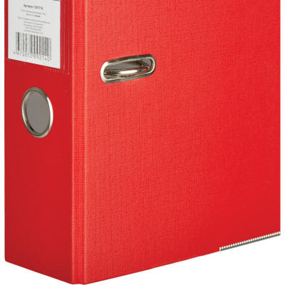 Папка-регистратор А4 75 мм Attache красная ПВХ и бумвинил с металлическим уголком - фото 6