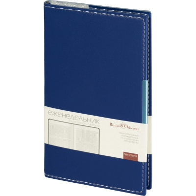 Еженедельник недатированный А6 искусственная кожа 80 л Bruno Visconti Metropol синий - фото 1
