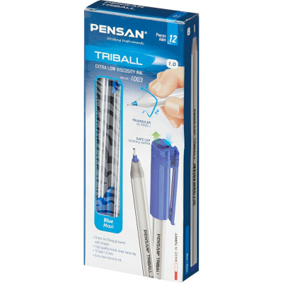 Ручка шариковая Pensan Triball 1.0 мм синяя - фото 2