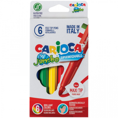 Фломастеры 6 цветов Carioca Jumbo, цена, описание, фото 1 Фломастеры 6 цветов Carioca Jumbo - фото 1