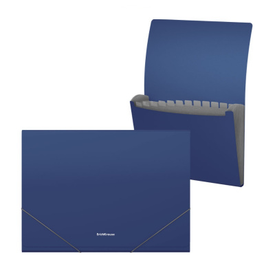 Папка-органайзер пластиковая А4 Erich Krause Matt Classic синяя (12 отделений) - фото 1