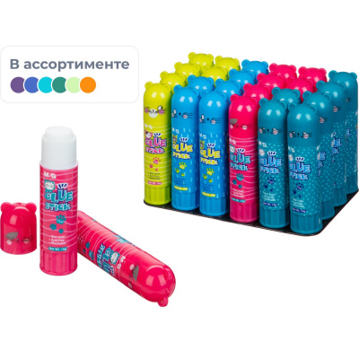 Клей-карандаш школьный 15г M&G So Many Cats с колпачком в форме забавных котов, в ассортименте - фото 1