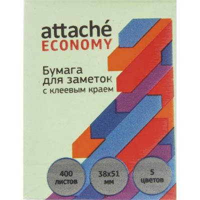 Блок для записей с клеевым краем 38х51 мм Attache Economy пастельный 5 цвета (1 блок 400 листов) - фото 3
