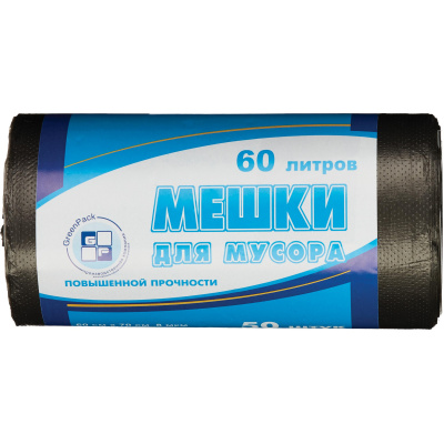 Мешки для мусора ПНД 60л 8мкм черные (1 рулон 50 шт) - фото 1