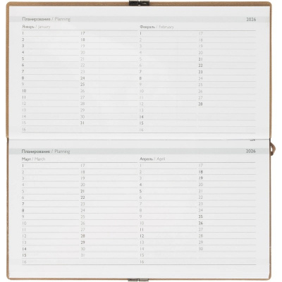Еженедельник датированный нестандарт (175х95) искусственная кожа 64 л Escalada бежевый с фикс.рез. - фото 14