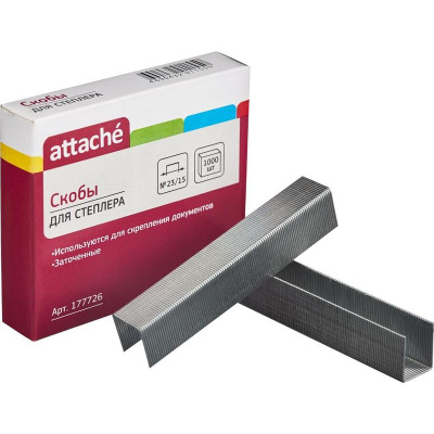 Скобы для степлера №23/15 оцинкованные Attache (уп. 1000 шт) - фото 1