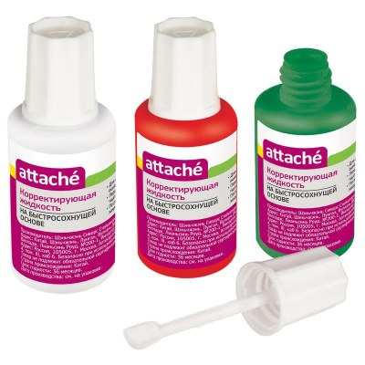 Корректирующая жидкость 20 мл Attache на быстросохнущей основе поролоновая кисточка - фото 2