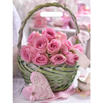 Пакет подарочный пластиковый Корзина роз 40х31см - фото 1