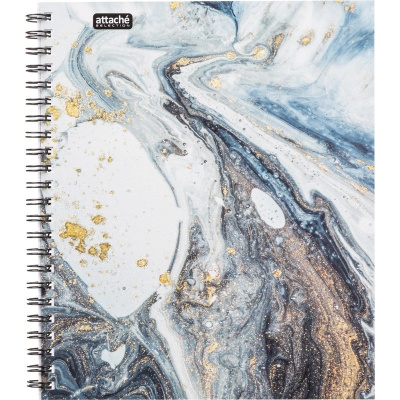 Бизнес-тетрадь А5 в клетку 96 л на спирали Attache Selection Fluid серо-голубая - фото 1