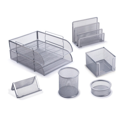 Набор настольный металлический 7 предметов Brauberg Germanium серебристый - фото 1