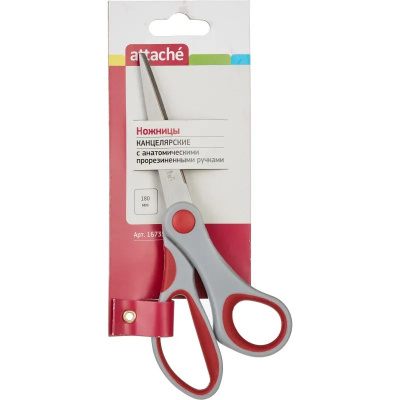 Ножницы 180 мм остроконечные с прорезиненными анатомическими ручками в ассортименте Attache - фото 8
