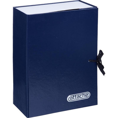 Папка архивная с завязками 240x110x330 мм нескладная из бумвинила Attache синяя - фото 1