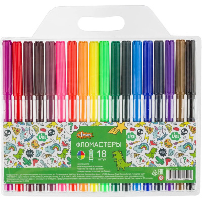 Фломастеры 18 цветов №1 School Отличник - фото 1