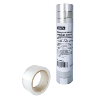 Клейкая лента канцелярская 15 мм х 10 м прозрачная Attache - фото 1